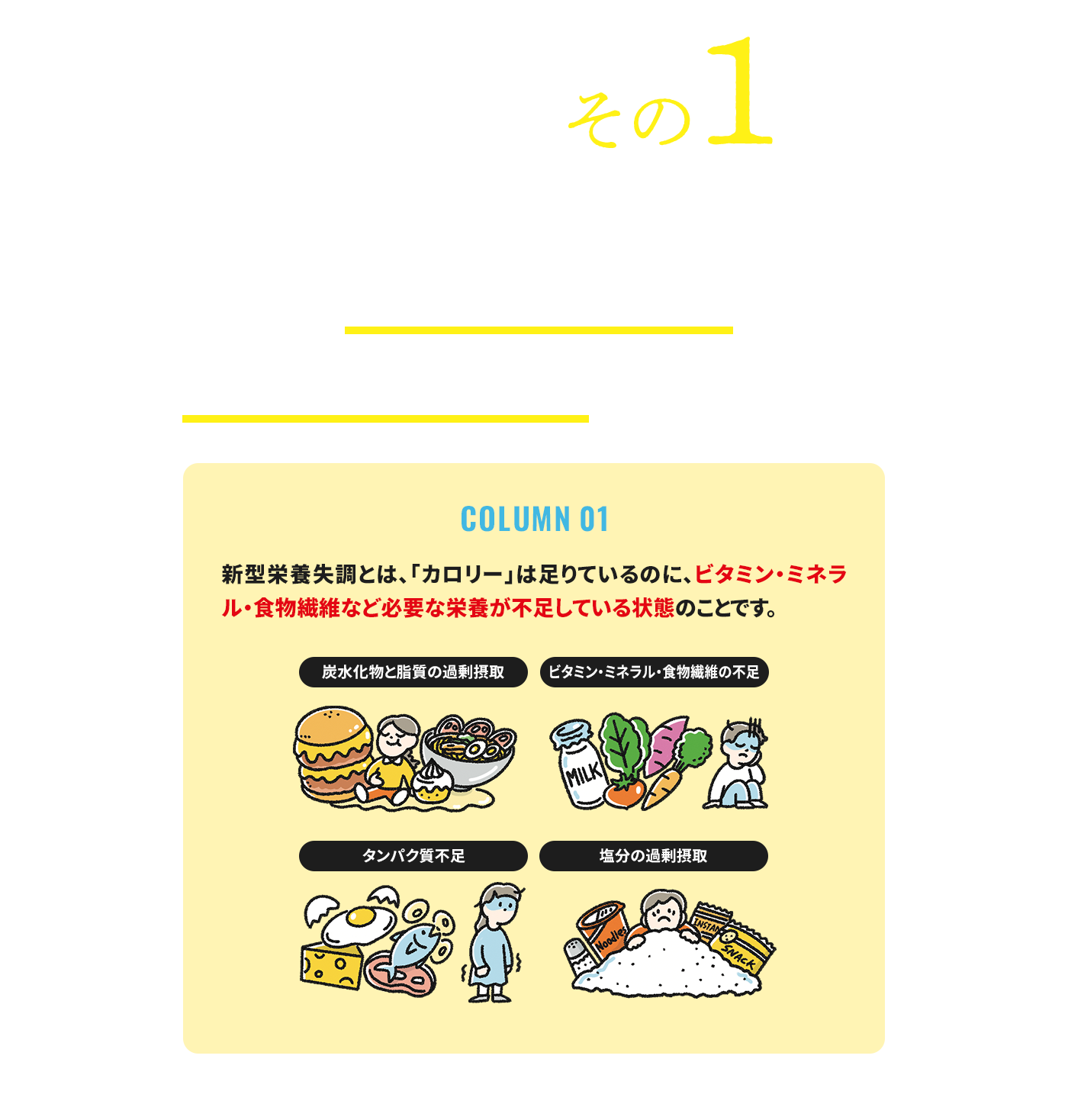 事実その1 約8割の子供が新型栄養失調と言われています※ハウス食品(株)調べ(2018年9月、25~49歳で6~8歳の子を持つ女性100名、web調査)