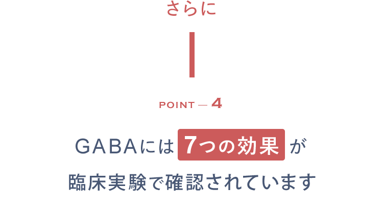 さらに POINT4 GABAには6つの効果が臨床実験で確認されています
