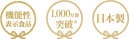 機能性表示食品 1000万袋突破※ 安心の日本製